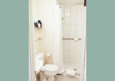 White bathroom with shower